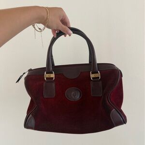 Real Suede/ Leather Handle Bag